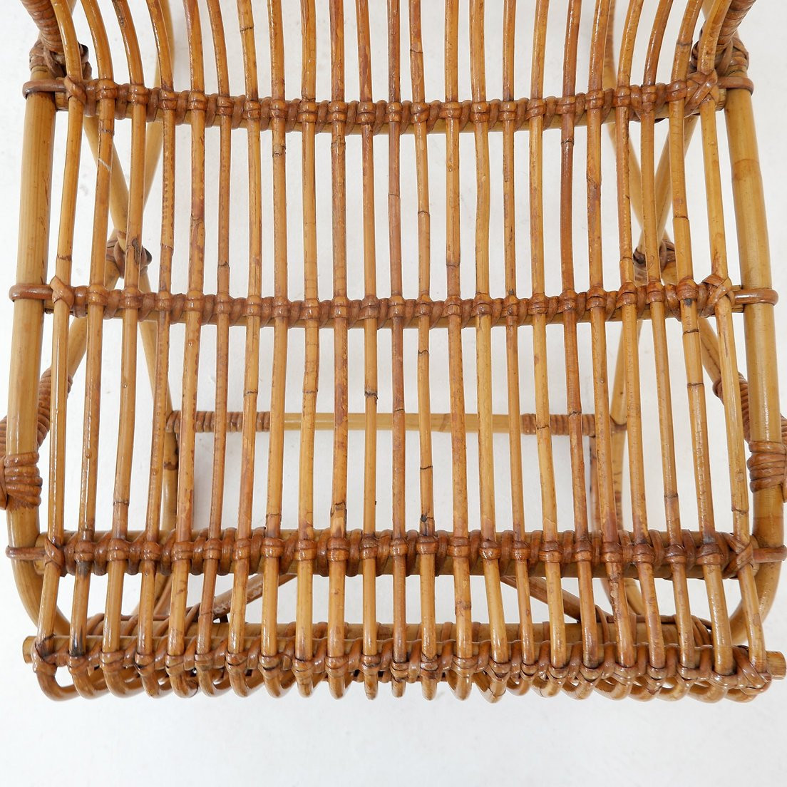 Fauteuil vintage courbé en rotin et bambou - Années 1960-photo-1