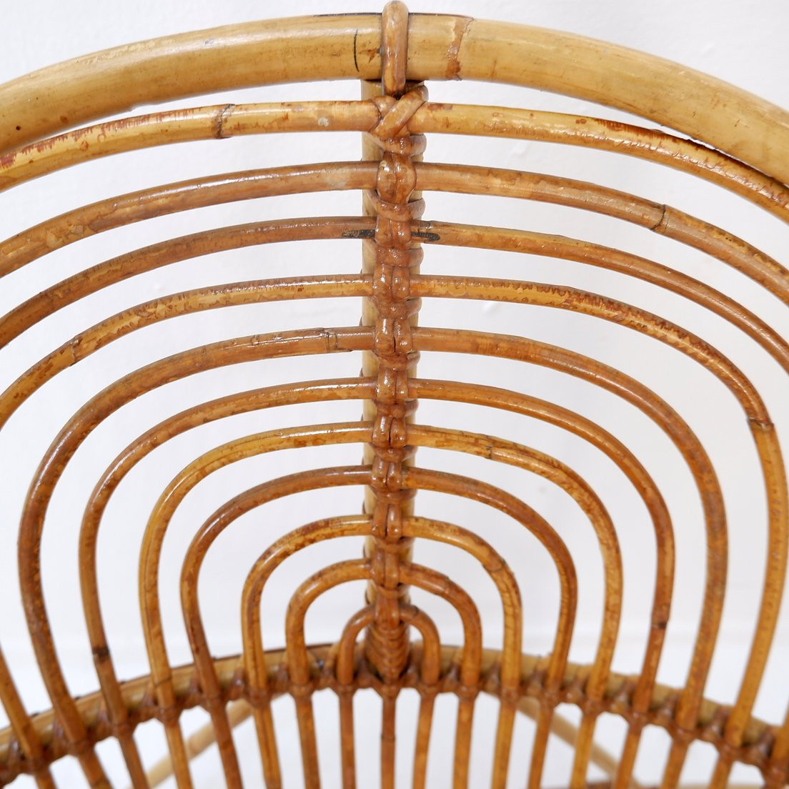 Fauteuil vintage courbé en rotin et bambou - Années 1960-photo-8