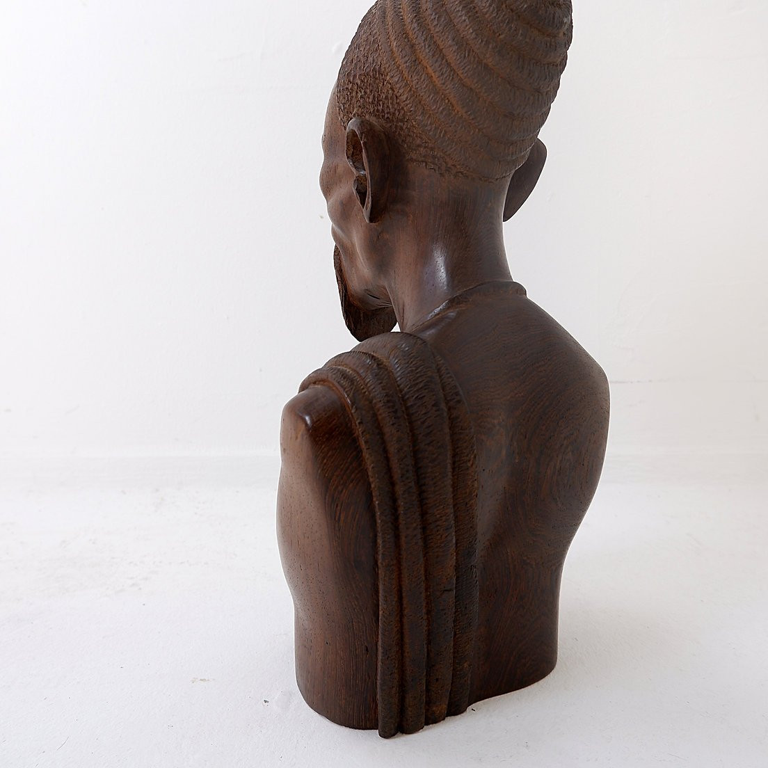 African Bust In Wenge, Mid-century Sculpture - Congo-photo-4