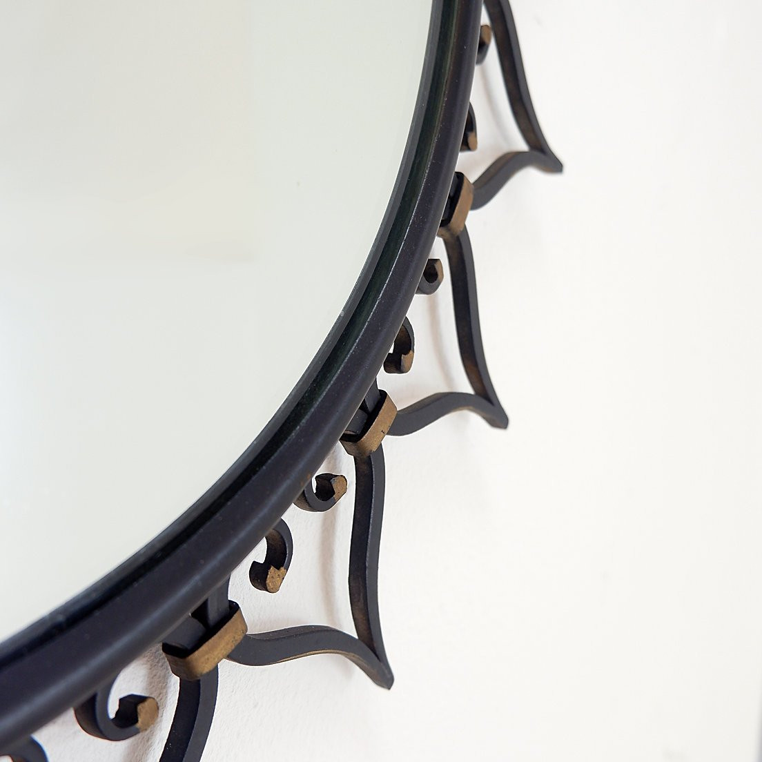 Sun Mirror With Black Ironwork Frame, 1950s-photo-2
