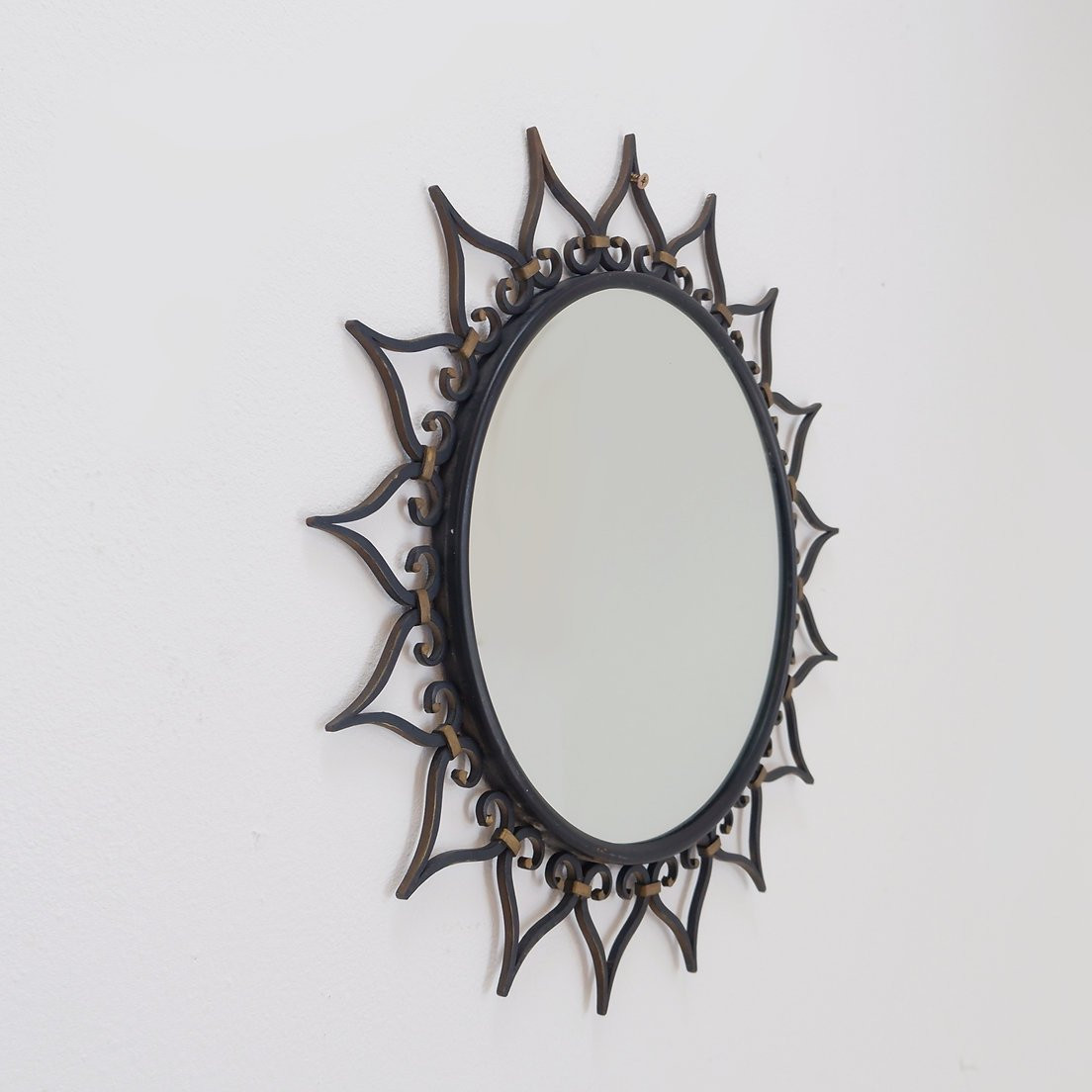 Sun Mirror With Black Ironwork Frame, 1950s-photo-3