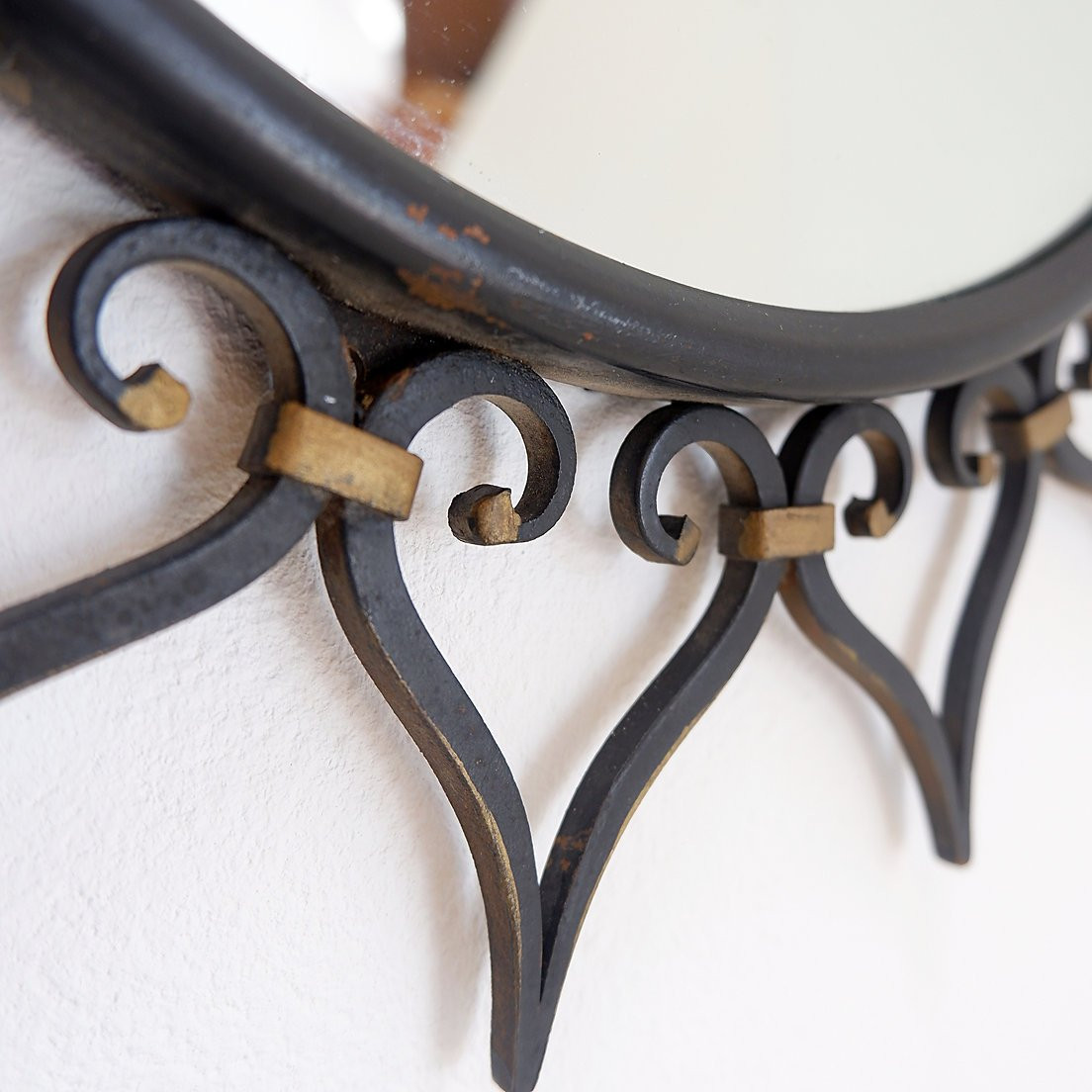 Sun Mirror With Black Ironwork Frame, 1950s-photo-5