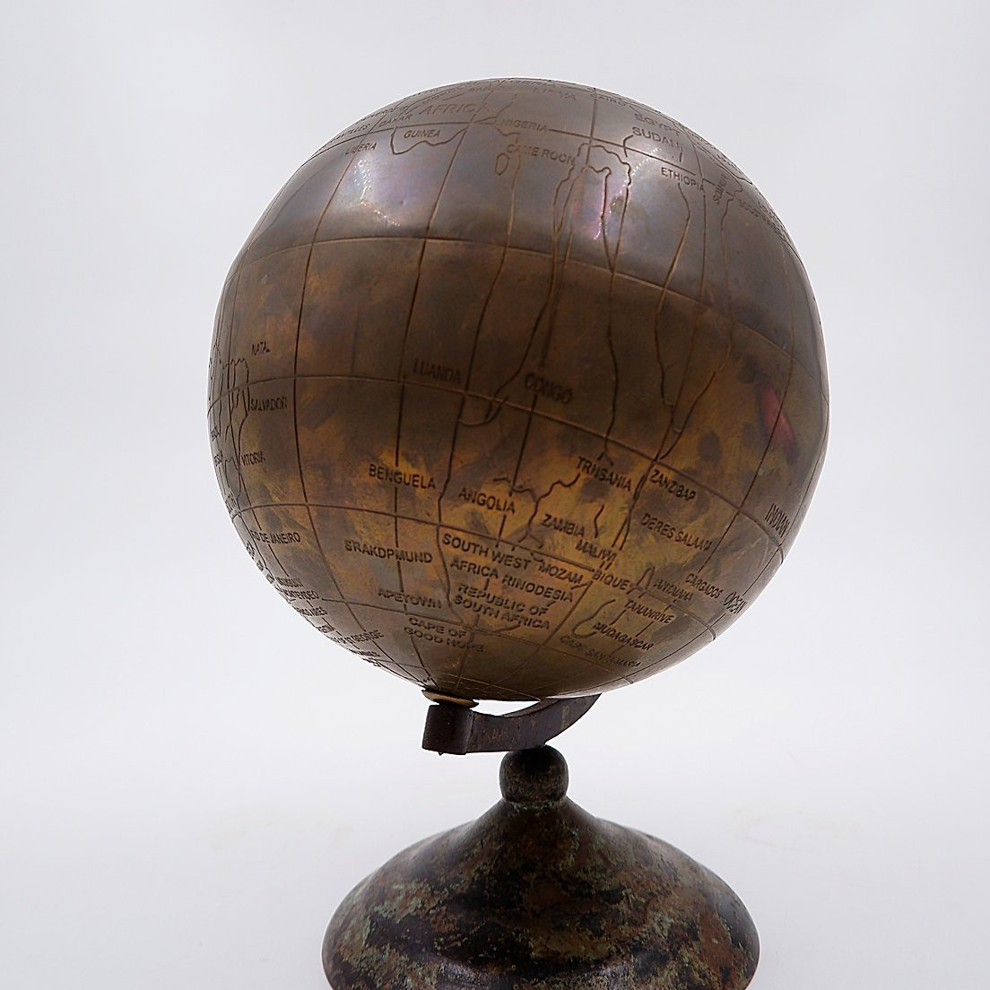 Burnished Brass Globe - Circa 1930-photo-2