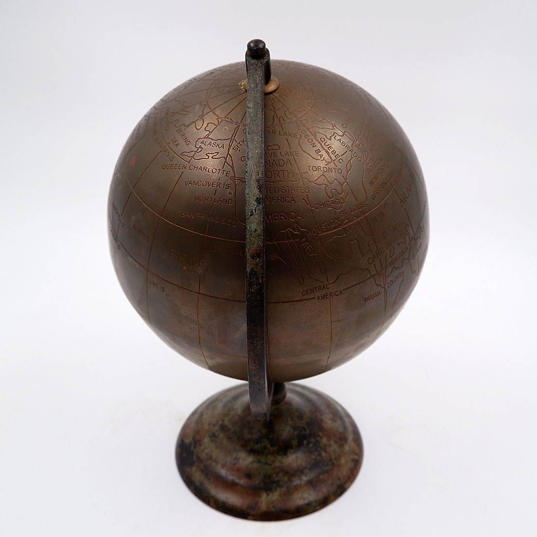 Burnished Brass Globe - Circa 1930-photo-3
