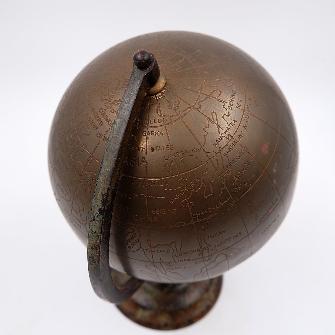 Burnished Brass Globe - Circa 1930-photo-4