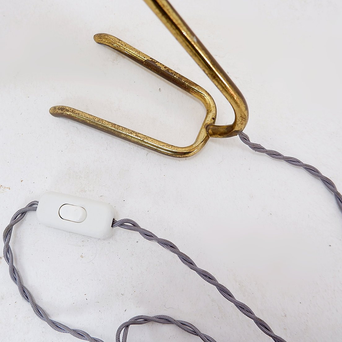 Brass Desk Lamp With Plastic Shade, 1950s-photo-1