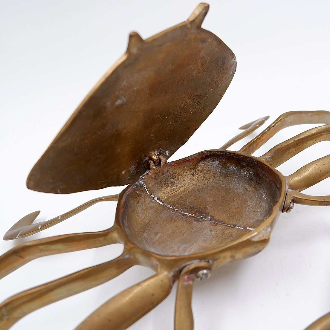 Brass Pocket Emptier In The Shape Of A Blue Crab, 1960s-photo-1