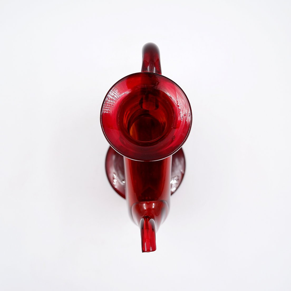 Vintage Red Blown Glass Carafe "anneau"-photo-1