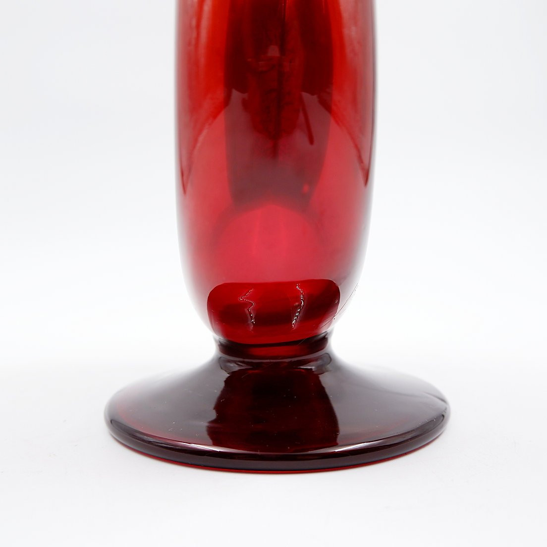 Vintage Red Blown Glass Carafe "anneau"-photo-7