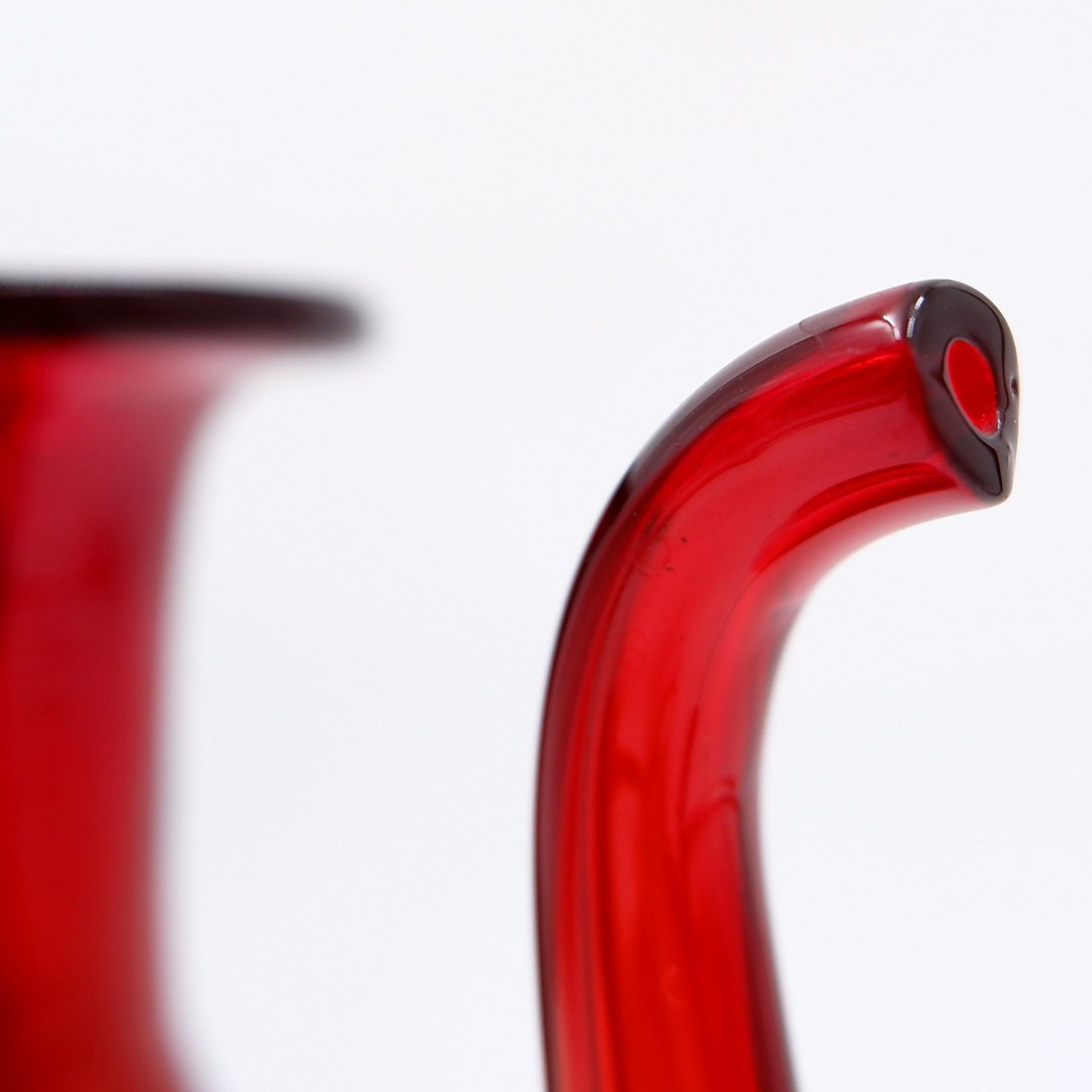 Vintage Red Blown Glass Carafe "anneau"-photo-8
