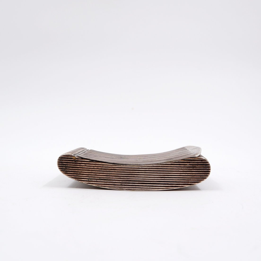 Curved Pocket Snuffbox In Ribbed Silver Gilt - 19th Century-photo-2