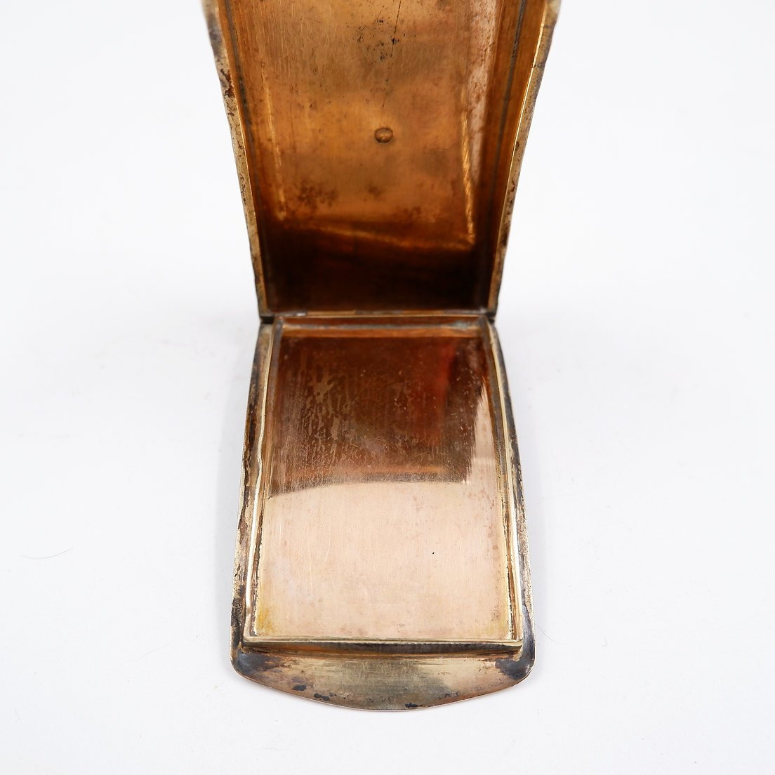 Curved Pocket Snuffbox In Ribbed Silver Gilt - 19th Century-photo-6