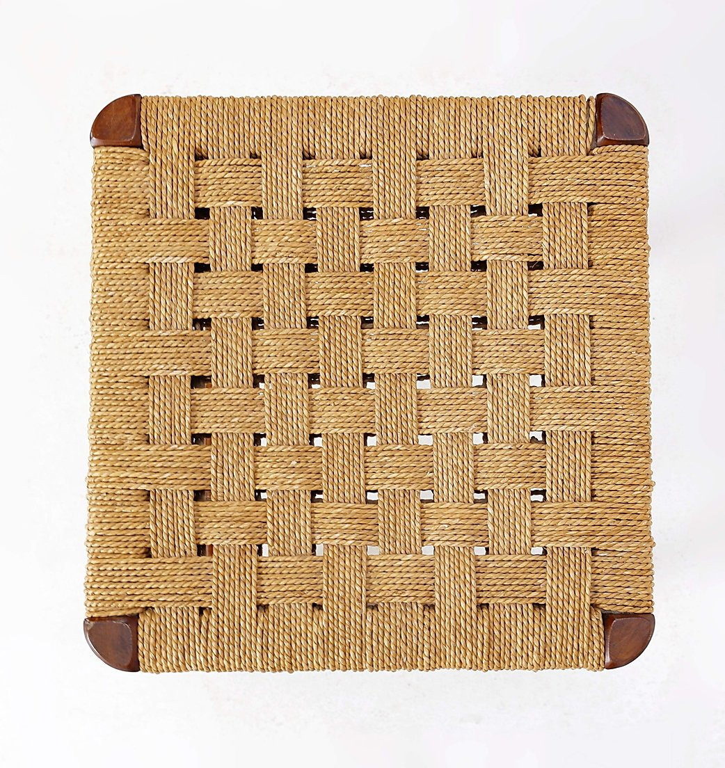 Tabouret en bois et corde, années 1960-photo-4