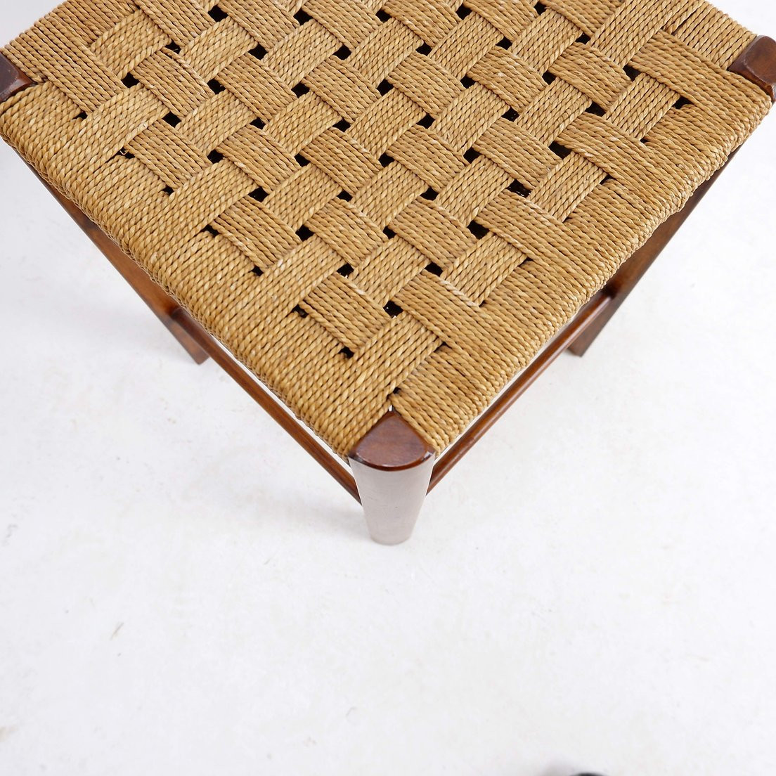 Tabouret en bois et corde, années 1960-photo-7