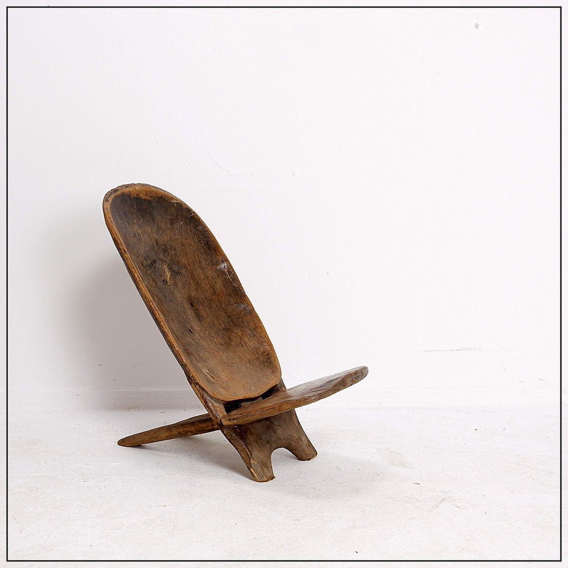 Chaise pliante africaine Senoufo, motif poisson sur le dossier, Côte d'Ivoire-photo-4
