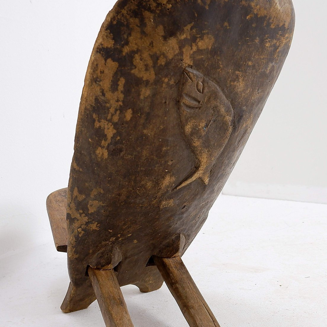 Chaise pliante africaine Senoufo, motif poisson sur le dossier, Côte d'Ivoire-photo-4