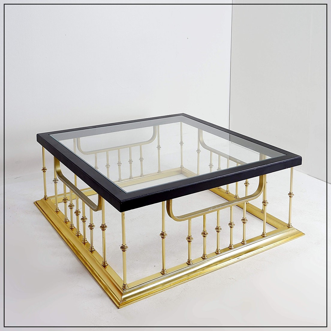 Large Square Coffee Table, "fire Screen" Style - 1960s/70s