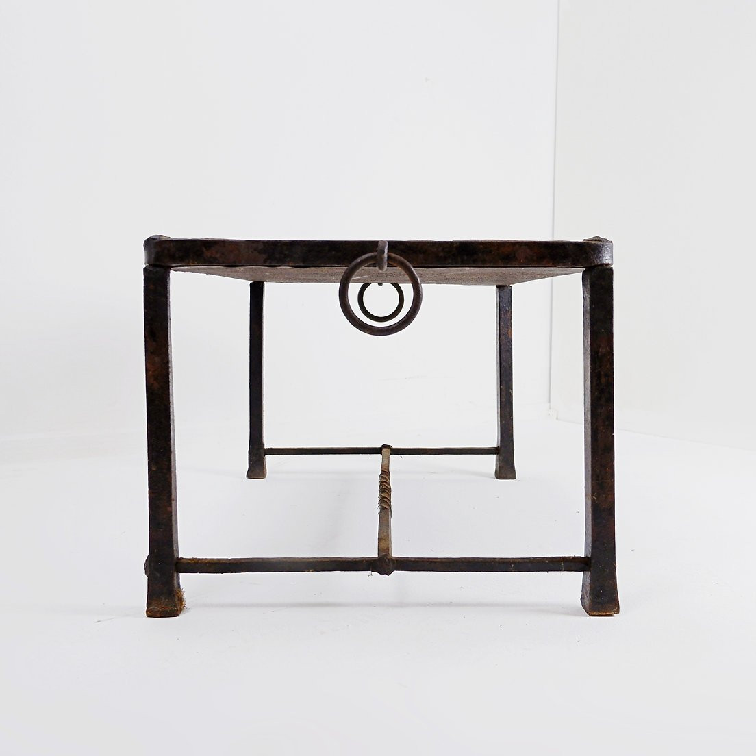 Table basse brutaliste espagnole en fer et carrelage - Années 1920-photo-2