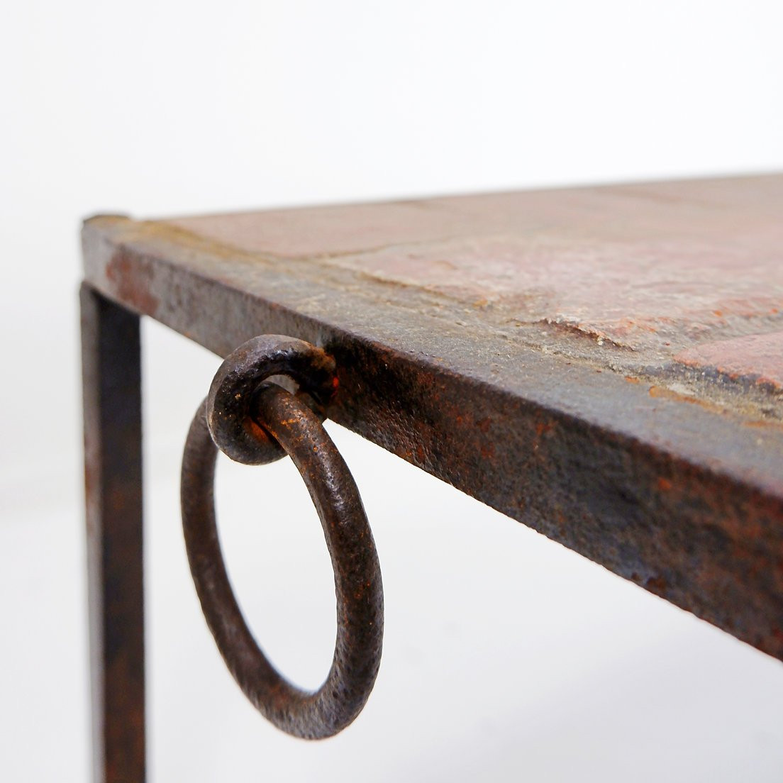 Table basse brutaliste espagnole en fer et carrelage - Années 1920-photo-6