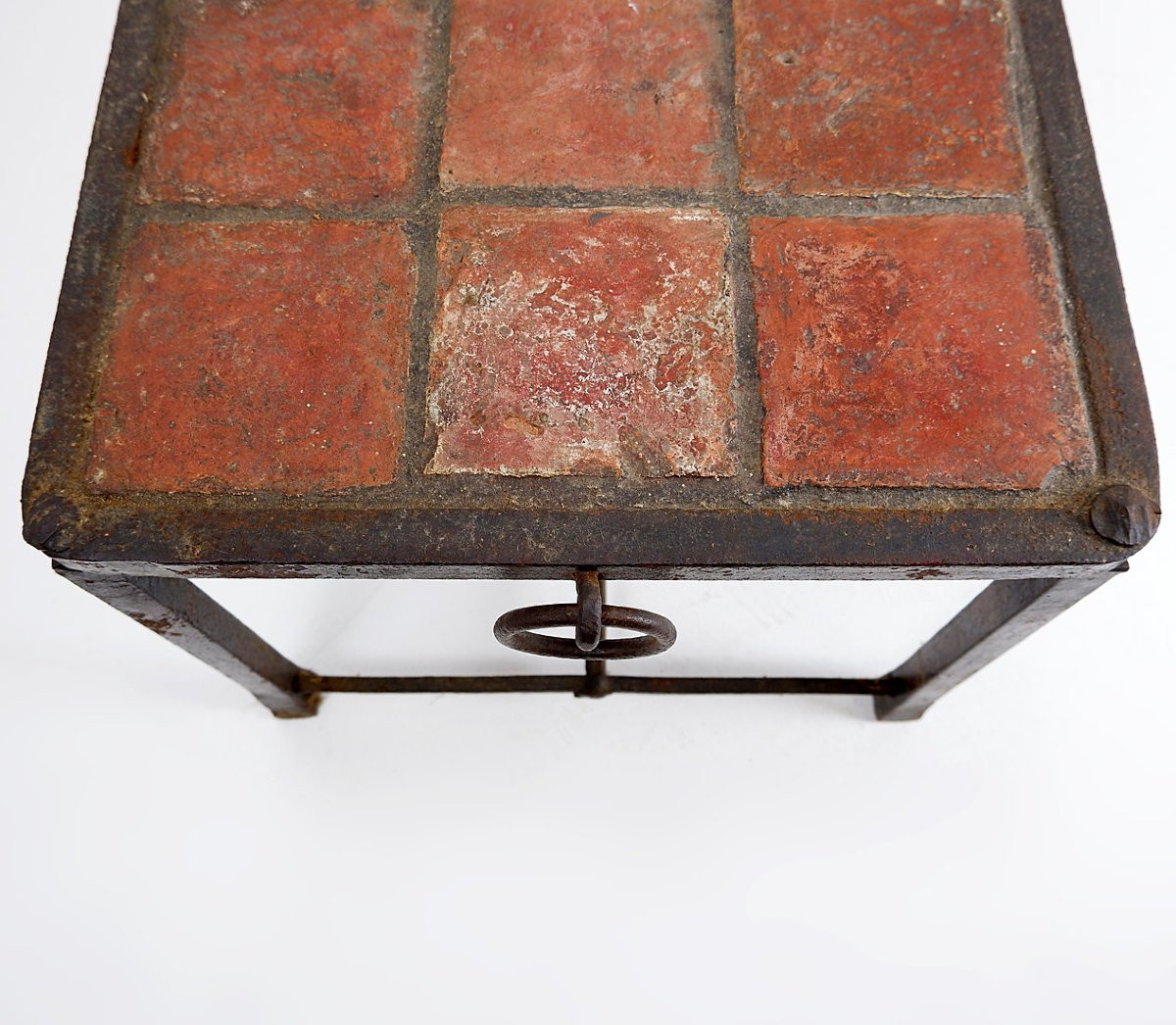 Table basse brutaliste espagnole en fer et carrelage - Années 1920-photo-8