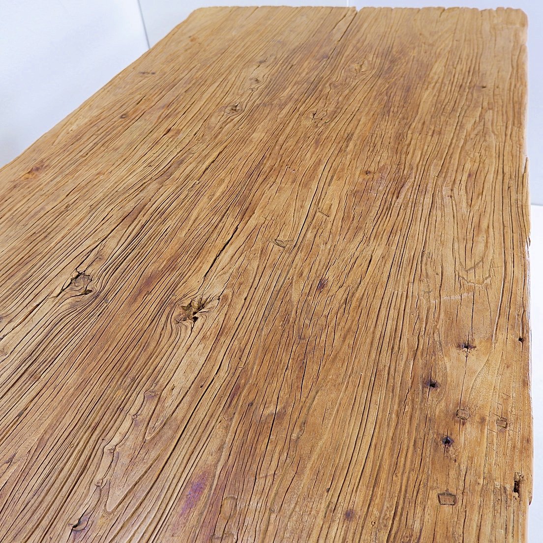 Grande table à manger "portes en bois"  (plateau) et pieds tréteaux en bois noir -photo-5