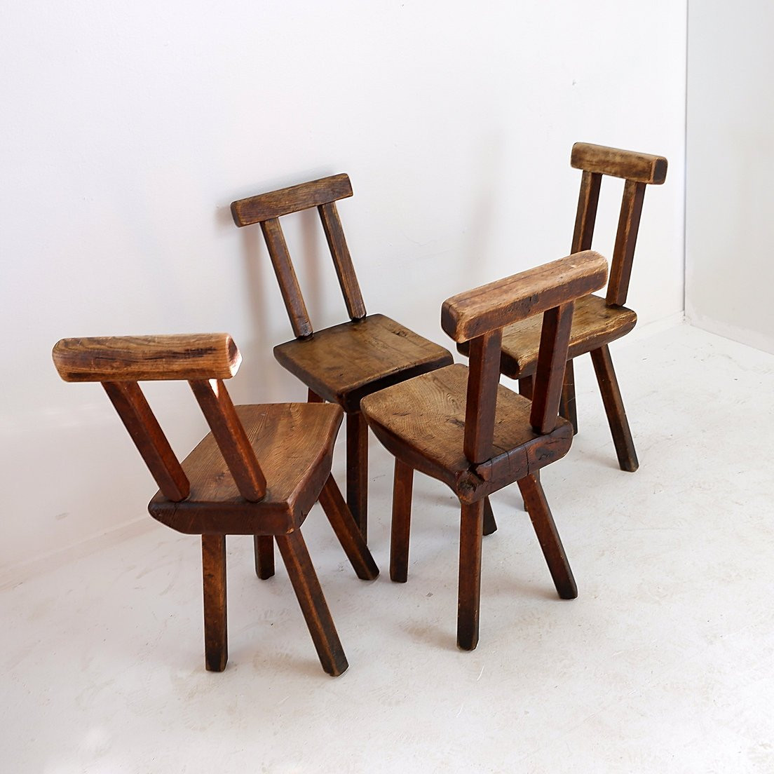 Chaises brutalistes attribuées à Mobichalet, Belgique, années 1960, lot de 4-photo-2