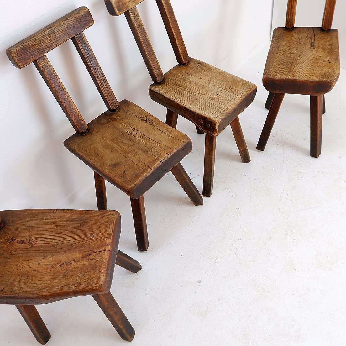 Chaises brutalistes attribuées à Mobichalet, Belgique, années 1960, lot de 4-photo-1
