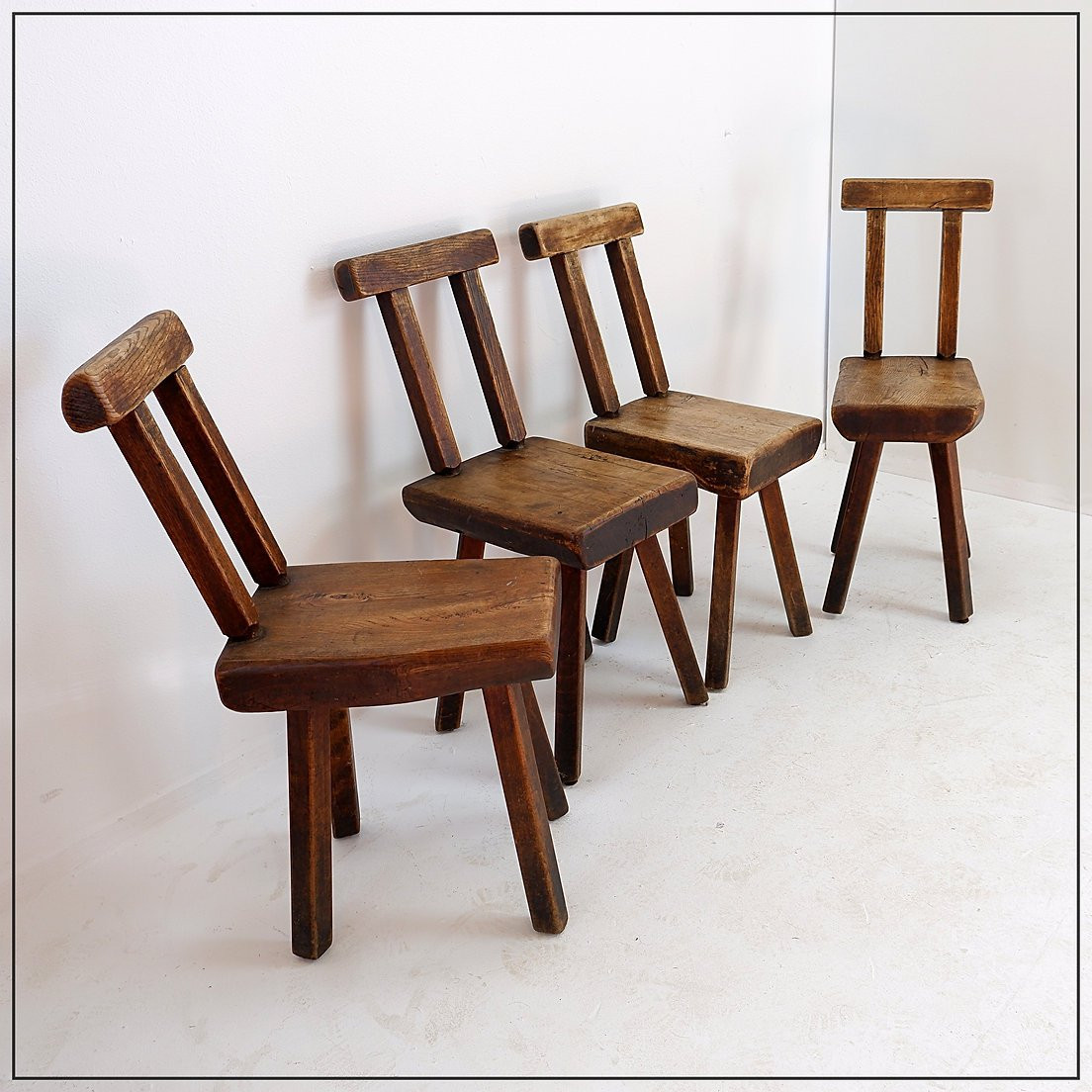 Chaises brutalistes attribuées à Mobichalet, Belgique, années 1960, lot de 4-photo-4