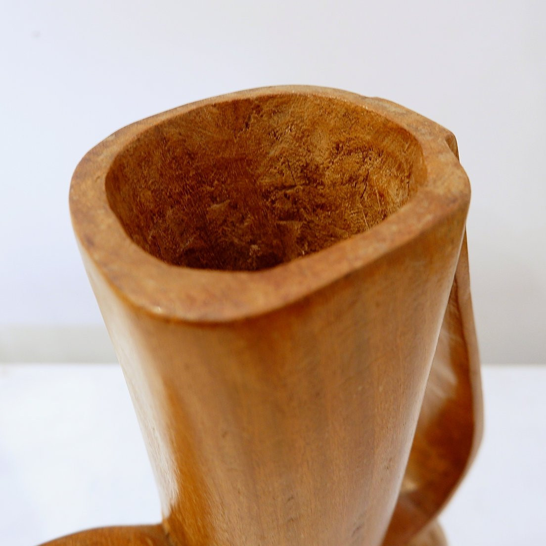 Vintage Scandinavian Carved Teak Vase, 1960s-photo-1