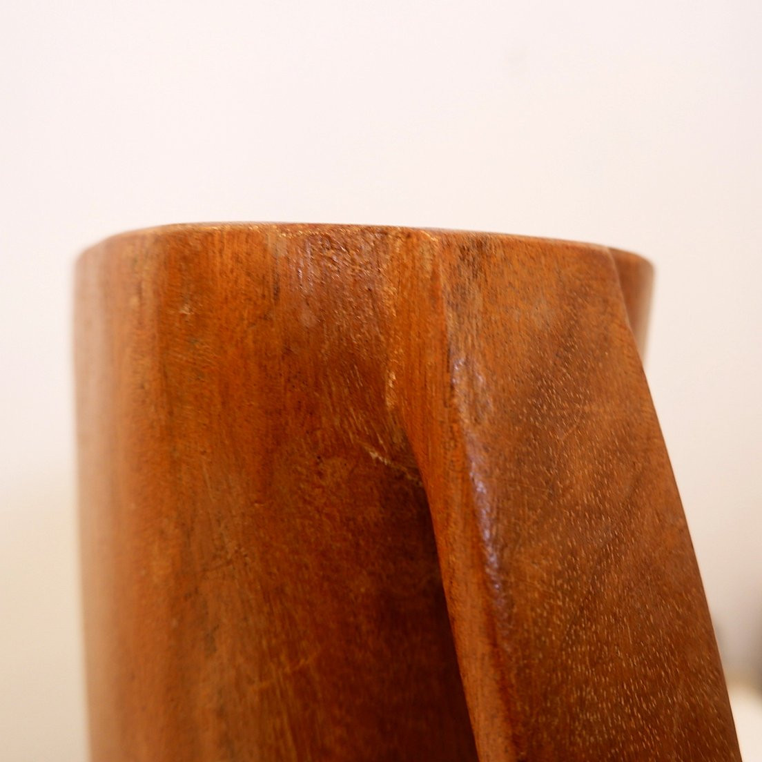 Vintage Scandinavian Carved Teak Vase, 1960s-photo-3