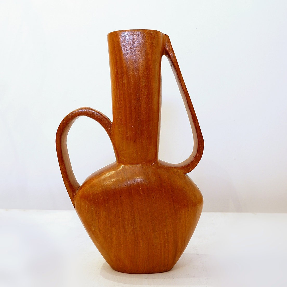 Vintage Scandinavian Carved Teak Vase, 1960s