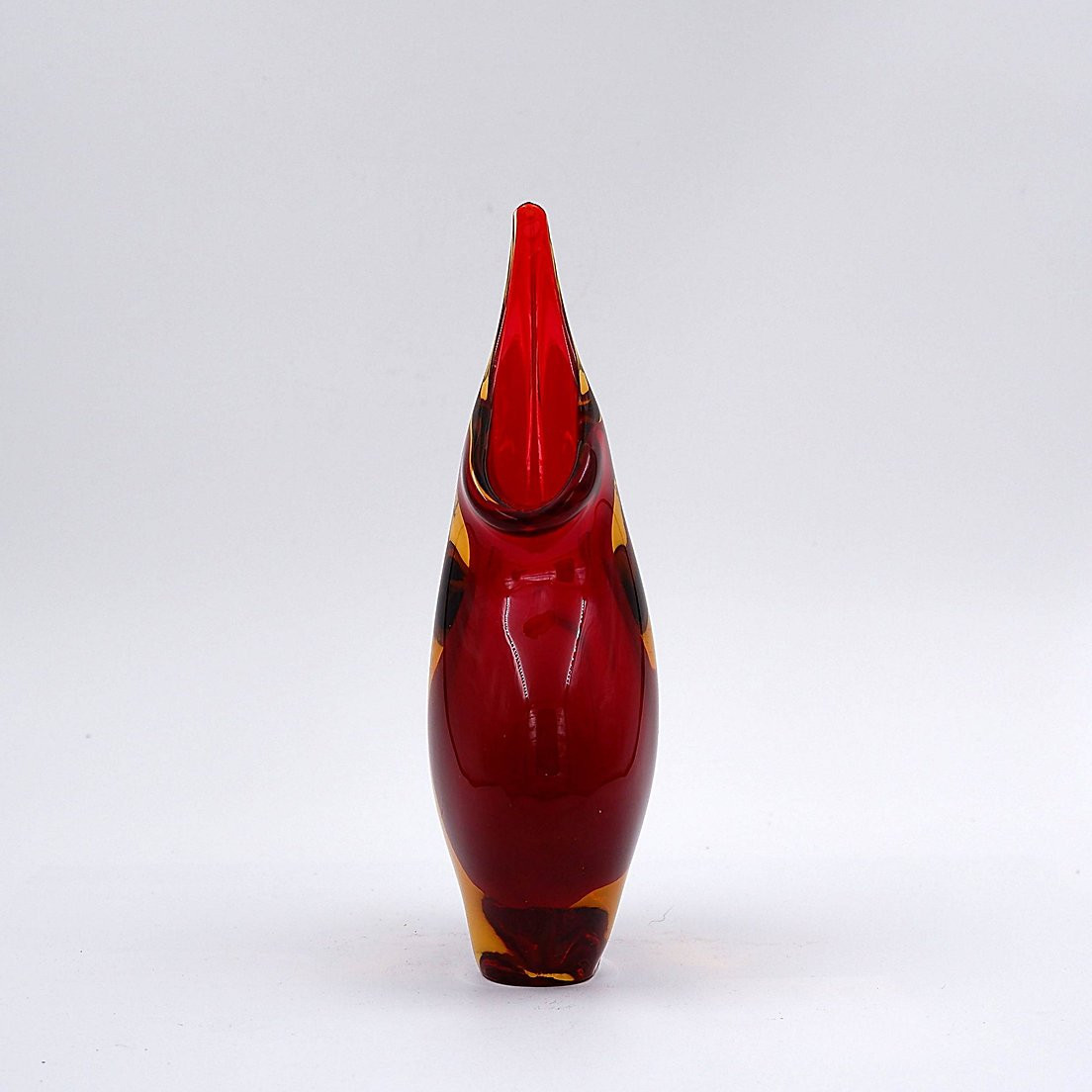 Vase Sommerso en verre d'art de Murano rouge et jaune de Flavio Poli Seguso-photo-4