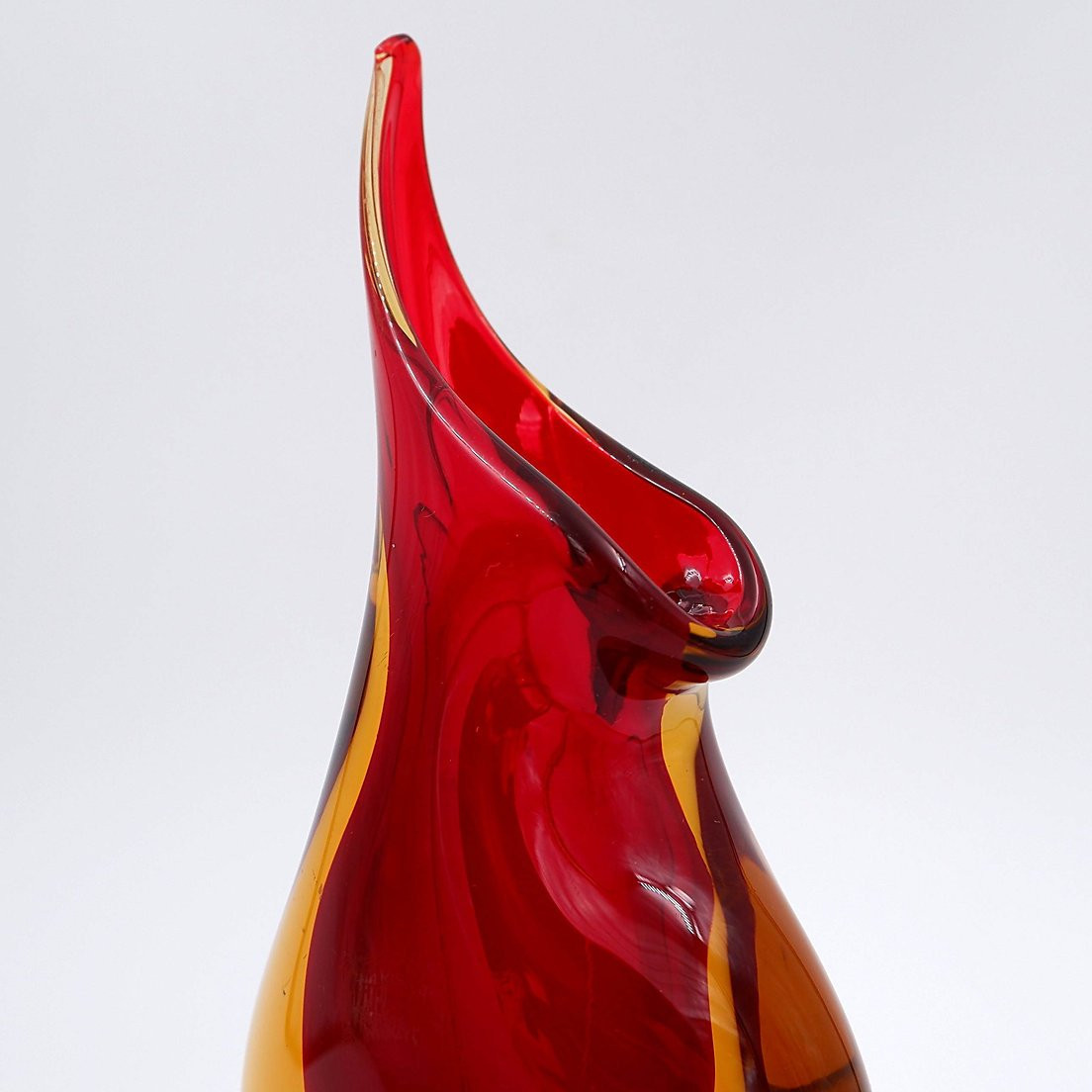 Vase Sommerso en verre d'art de Murano rouge et jaune de Flavio Poli Seguso-photo-1