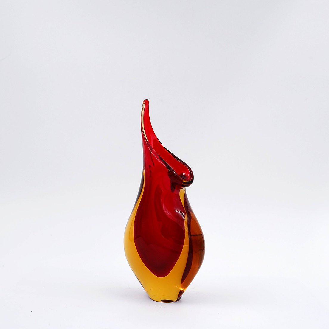 Vase Sommerso en verre d'art de Murano rouge et jaune de Flavio Poli Seguso-photo-5