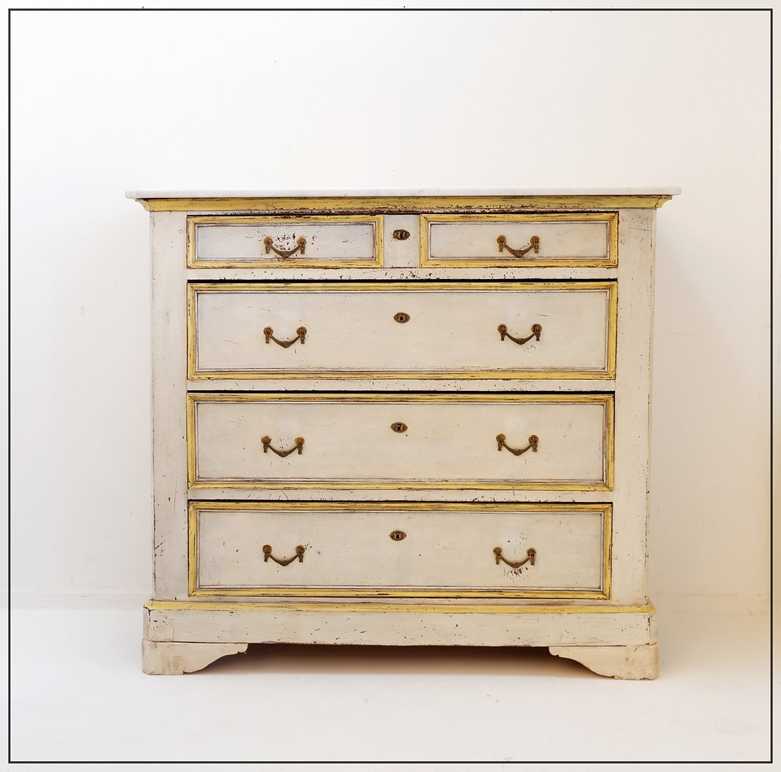 Italian Chest Of Drawers With Marble Top - 19th