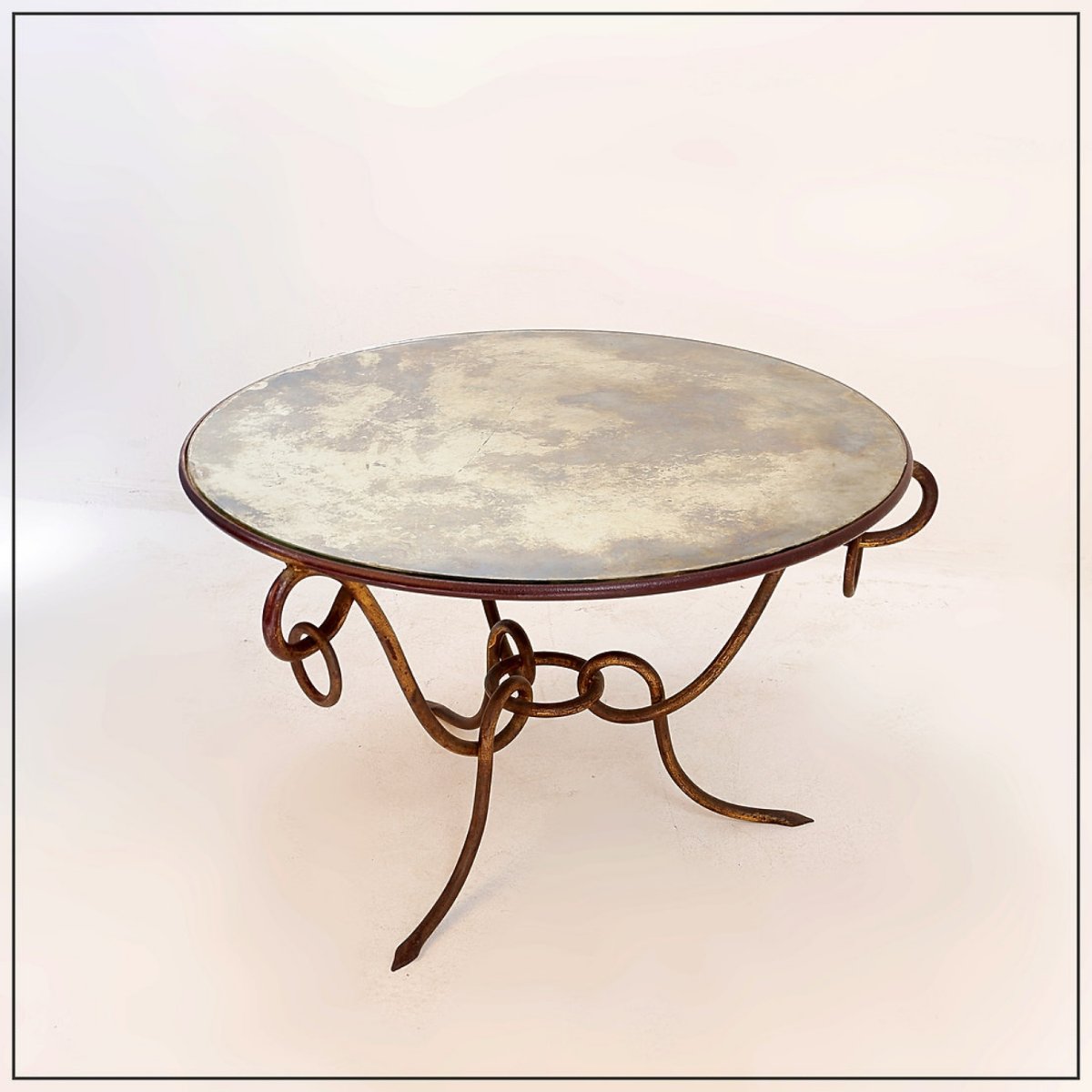Gilded Iron Coffee Table By René Drouet - 1940s-photo-2