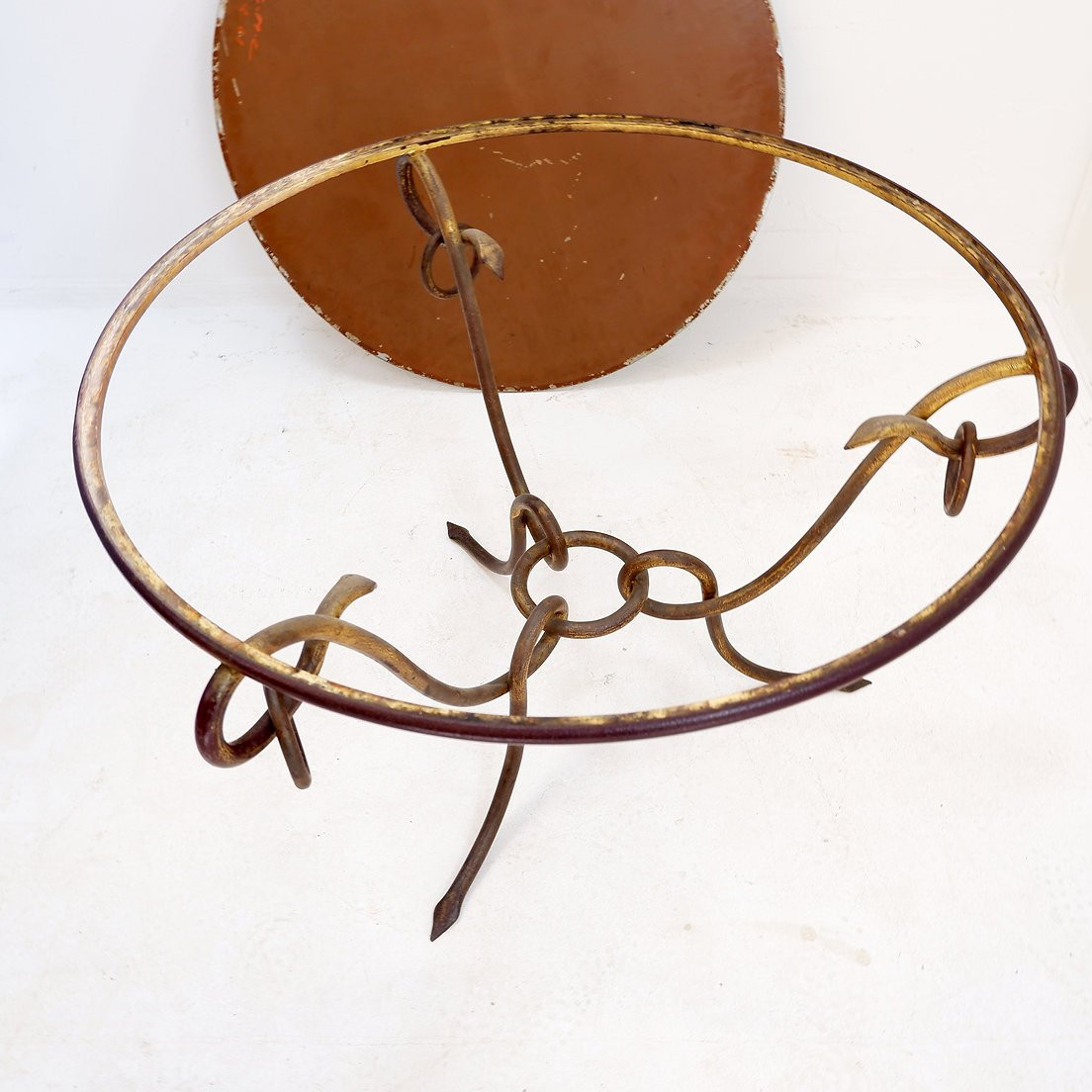 Gilded Iron Coffee Table By René Drouet - 1940s-photo-3