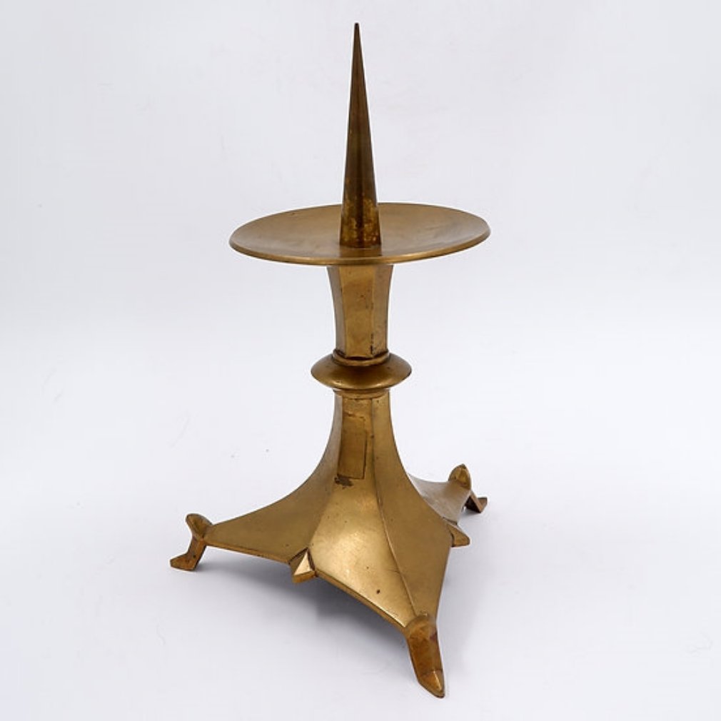Art Deco Candlestick, Gilt Bronze, Circa 1930-photo-3