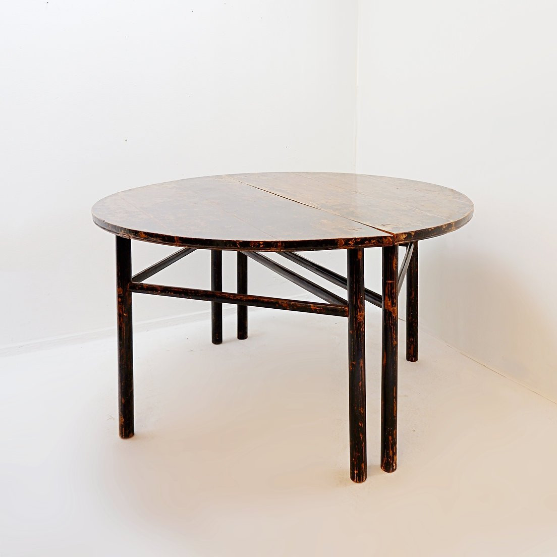 Paire de consoles chinoises en demi-lune / Table centrale et  1 chaise pliante de voyage-photo-3