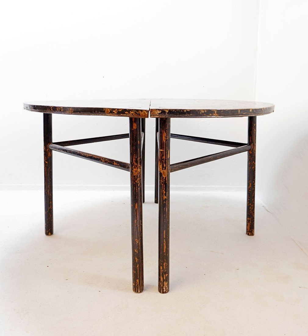 Paire de consoles chinoises en demi-lune / Table centrale et  1 chaise pliante de voyage-photo-8