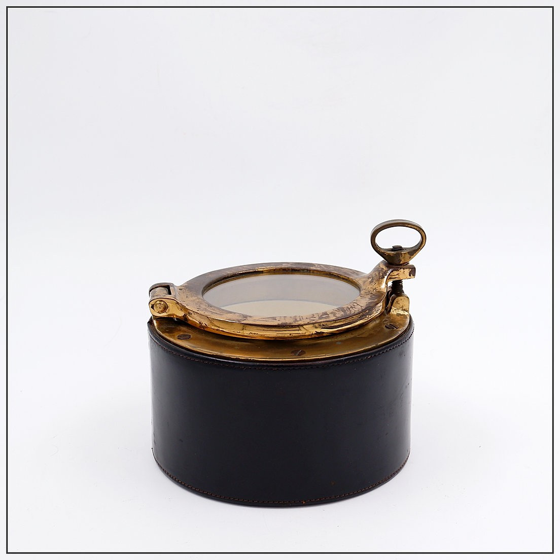 Cave à cigares vintage Dunhill en cuir et laiton, années 1960