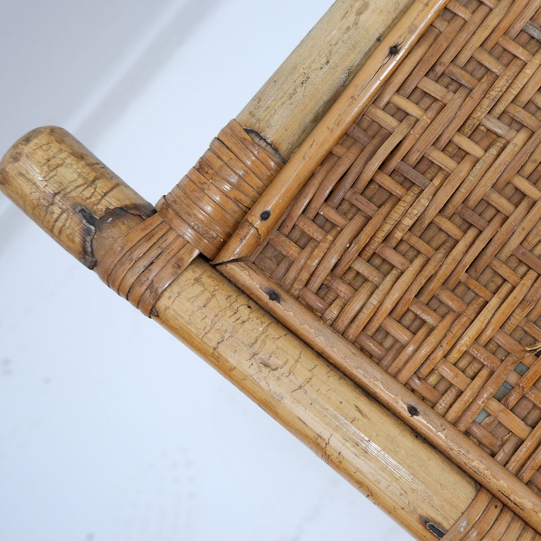Rectangular Bamboo And Rattan Coffee Table - 1960s-photo-2