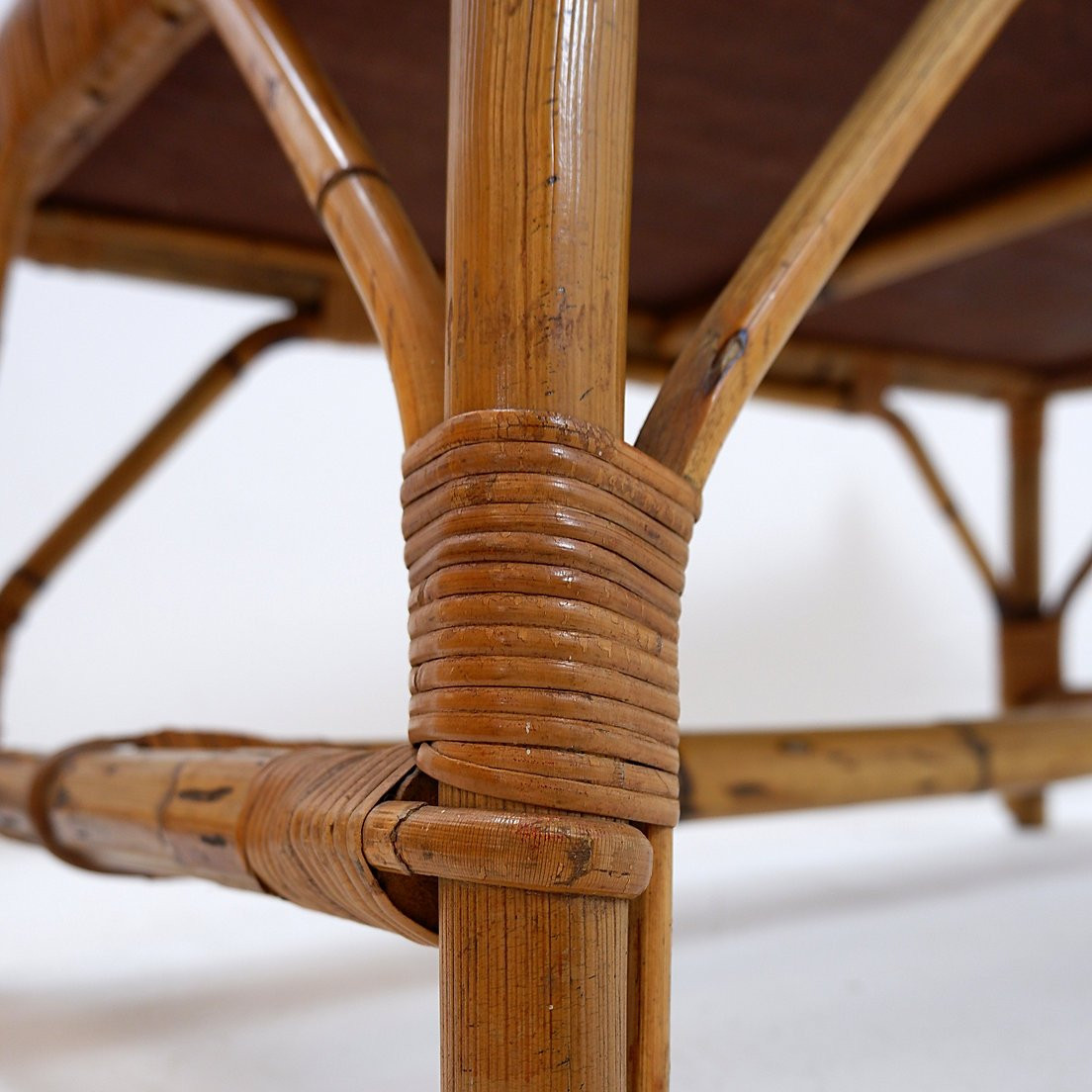 Rectangular Bamboo And Rattan Coffee Table - 1960s-photo-3