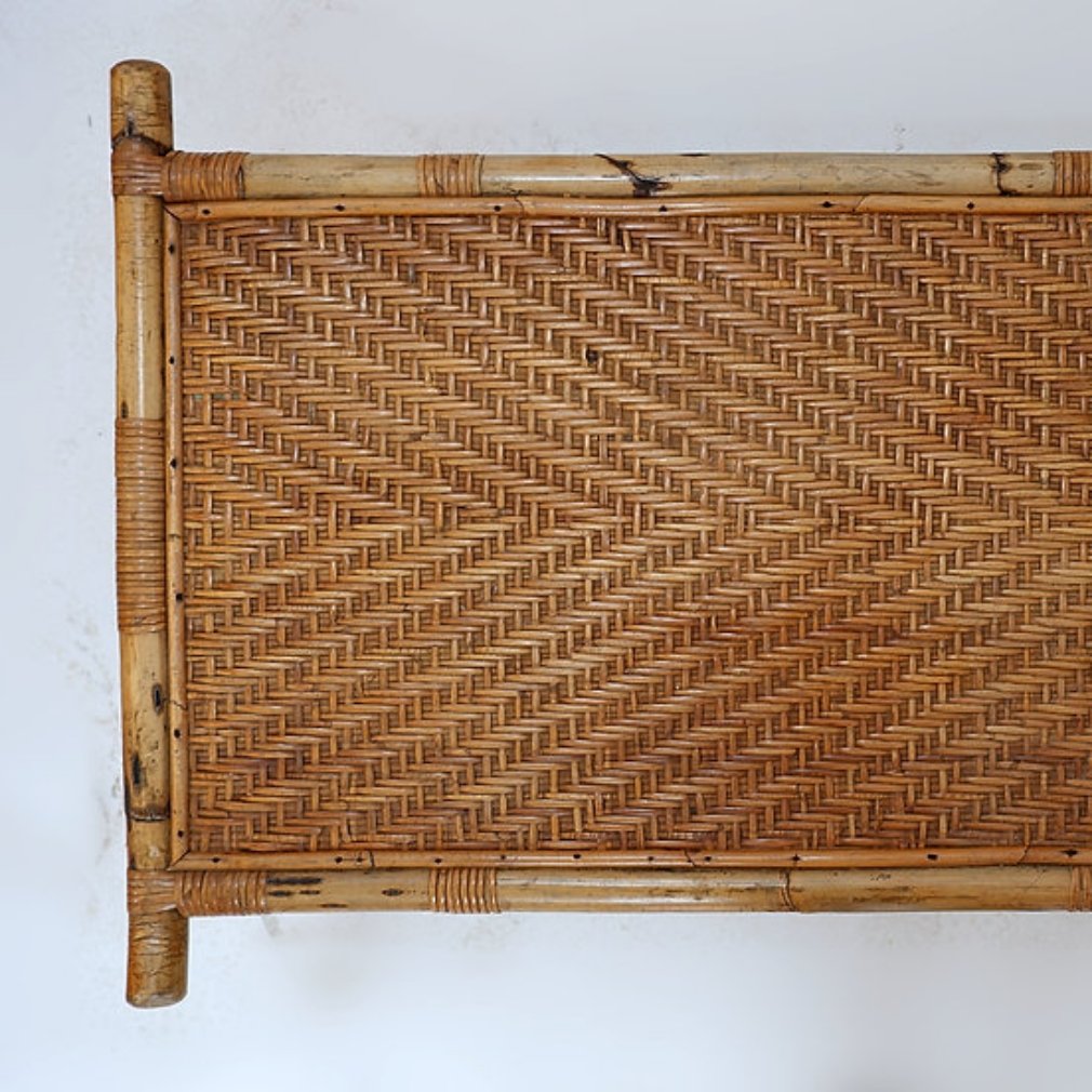 Rectangular Bamboo And Rattan Coffee Table - 1960s-photo-5