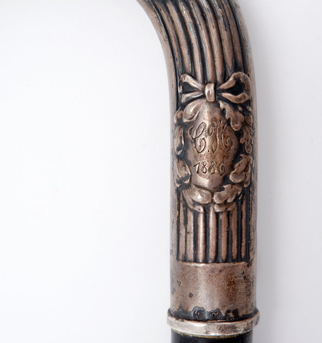  Canne de collection avec pommeau en argent représentant une tête d'éléphant-photo-2