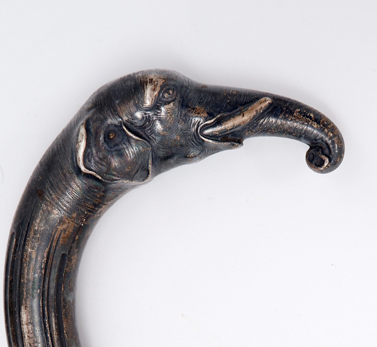  Canne de collection avec pommeau en argent représentant une tête d'éléphant-photo-4