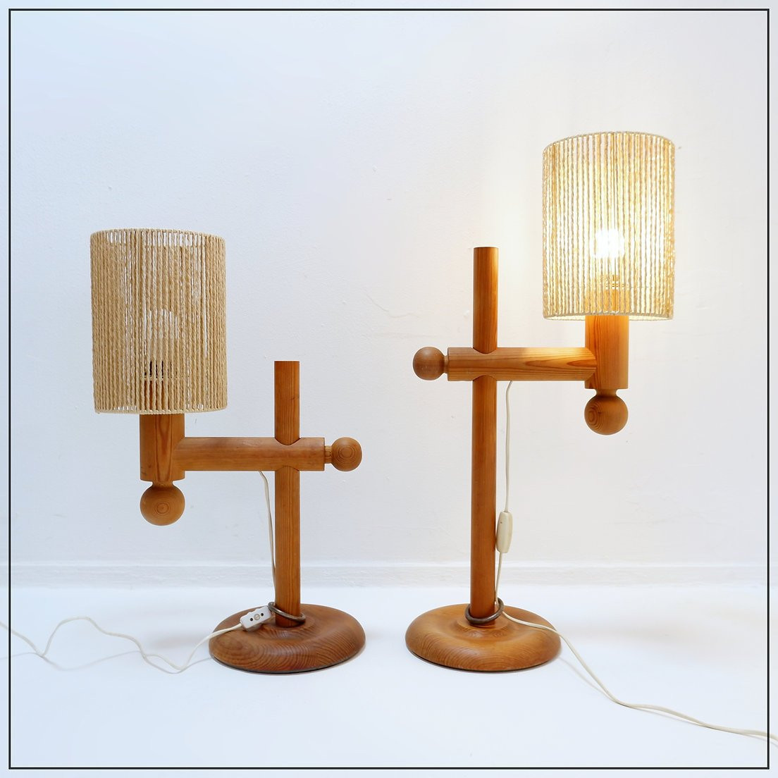 Pair Of Large Uno & östen Kristiansson Table Lamps For Luxus, 1960s-photo-3