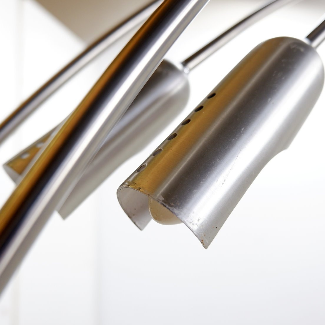 Italian Arc Floor Lamp With 5 Arms In Brushed Chrome - 1970s-photo-3