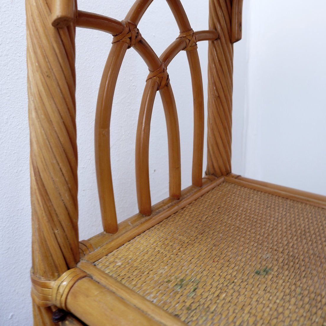 Bibliothèque vintage en bambou avec tiroirs, années 1980-photo-3