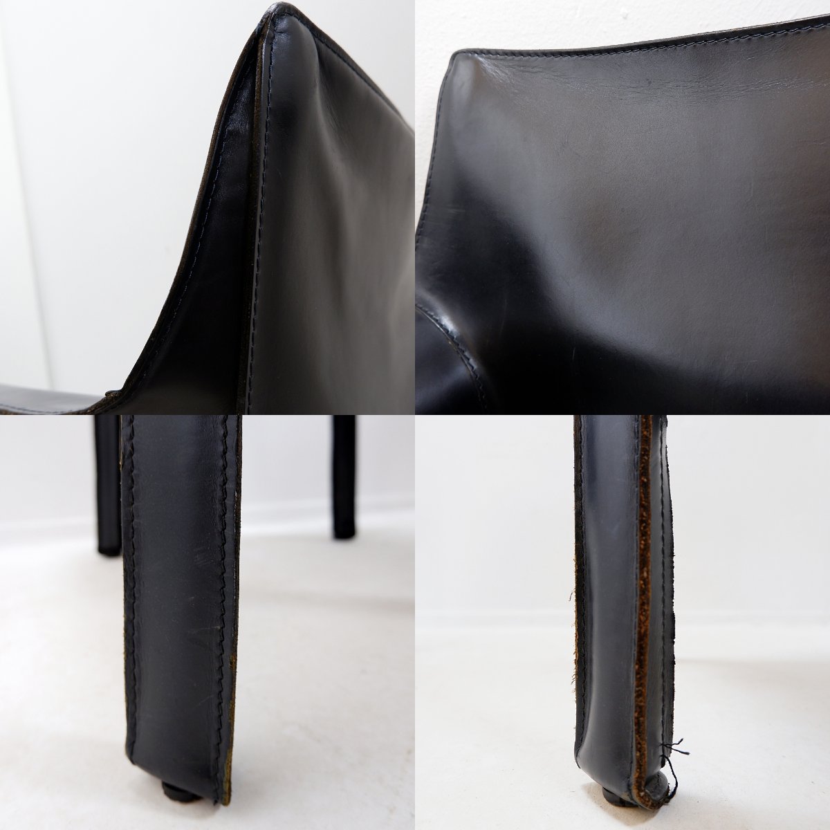 Ensemble de 4 chaises « Cab 413 » avec accoudoirs, signées Mario Bellini pour Cassina – 1970'-photo-5